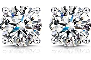 KRFY Orecchini Moissanite donna 1/2ct Brillante Taglio Rotondo D Colore VVS1 Orecchini uomo con Diamanti Creati 18K Placcato Oro Bianco Orecchini Moissanite in Argento con Parte Posteriore in Silicone
