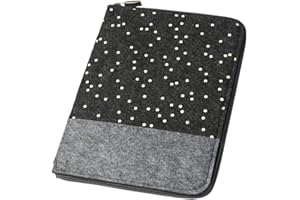 LUXDAG Mom's Organizador para cartilla de embarazo y cuaderno de médico (fieltro con cierre de cremallera con puntos y parche (color a elegir), funda A5 para carnet de embarazo, 2 en 1) gris gris oscuro
