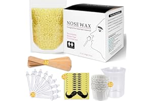 MILUKON Nose Wax Kit for Men and Women, Nose Hair Removal Wax with 100g Nasal Hair Wax 20 Safe Tip Applicator, 10 wooden Applicators,10 Containers and 10Moustache Stencils As a Christmas Gifts