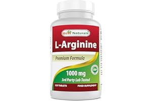 Best Naturals L-Arginine 1000 mg 120 Tablets - Pharmaceutical Grade L Arginine Supplement Promotes Nitric Oxide Synthesis