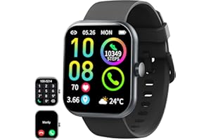 JUGEMAN Montre Connectée Homme Femme, 1.96" Montre Connectee Podometre Moniteur Sommeil Fréquence Cardiaque, Smartwatch avec Appel Bluetooth, 113+ Sportifs Montre Sport, IP68 Étanche pour Android iOS, Noir
