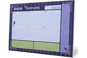 ‎GRUPO ERIK Grupo Erik Wochenplaner Block A4 Kalender Planer Wednesday Addams - Tischplaner A4 - Tischkalender ohne Datum - Schreibtischunterlage Papier Offizieller Wednesday Addams Fanartikel