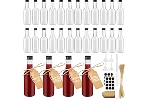 Furuising 28 Pack 100ml/3.5 Oz Miniature Alcohol Bottles, Mini Alcohol Bottles, Reusable Empty Plastic Bottles for Alcohol with Screw Cap, Pen, Hangtag, Funnel for Weddings Parties Favors