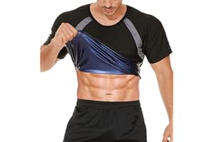 LAZAWG T-Shirt Sudation Homme Gilet Débardeur Fitness–Vêtement de Sudation Manches Courtes Tee de Sudation Homme Sport Fitness Polyurethane