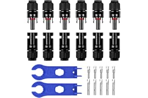 QeeHeng Conector de panel solar, 6 pares de conectores solares macho/hembra, conectores de cable de paneles solares a prueba de agua IP67 con 2 llaves de cable solar