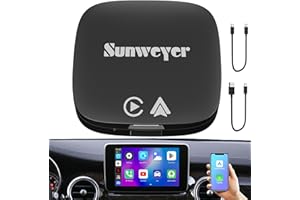 Sunweyer 2024 Ultimo adattatore wireless CarPlay &Android Auto con Netflix e YouTube integrati - Installa app liberamente, Scatola AI Magica 2+32GB, Supporta aggiornamenti online/Scheda TF