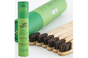Gaia Guy mjuk naturlig borst bambutandborste (ingen nylon - endast hästhår) - helt komposterbar och biologiskt nedbrytbar mjuk hästhår borst och bambutandborstar - noll avfall - 6-pack
