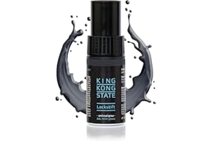 King Kong State Stylo de retouche RAL7016 brillant – 1 couche de peinture gris anthracite pour réparer les impacts de pierres et les rayures en extérieur et sur la voiture (brillant)