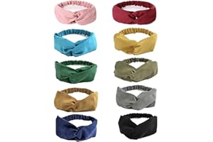 URAQT Fascia per Capelli, 10PCs Criss Cross Annodato Fascia, Elastica per Capelli Elastico Avvolto la Testa contorta, Tinta Unita, Stile Sportivo, Donne Costume Accessorio