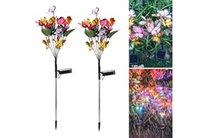 BLUEEOUR Solar Lights Outdoor Garden, Butterfly Solar Lights with Simulated Leaves, Solar Fairy Lights Outdoor Garden with 21 Color Led Lights, Ip65 Solar Festoon Lights Outdoor for Garden Mother's Day Gift