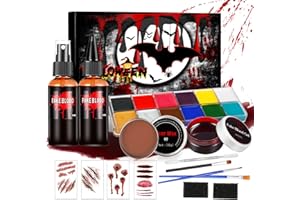 Funnity Halloween Kunstblut Set, Halloween Schminke, Fake Blood,Face Paint Halloween , Kunstblut Auswaschbar, für Karneval, Film, Unfug, Simulierte Wunden,Cosplay