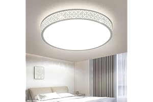 Kuwork Lámpara LED de Techo con Diseño Calado, Moderna Plafon Led Techo de Aluminio 4000K para Dormitorio, Sala de Estar, Cocina, Pasillo, Sótano, Oficina, 30cm 18W