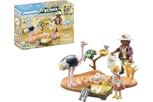 PLAYMOBIL Wiltopia 71296 Zu Gast bei Papa Strauß, spielerischer Tierschutz in der afrikanischen Wildnis, Unterstützung der Straußfamilie, nachhaltiges Spielzeug für Kinder ab 4 Jahren
