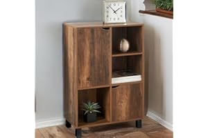 Dylex Sideboard, Side Cabinet, Storage Cabinet with 2 Doors and 3 Shelves Rustic Oak Finish Living Room Storage Furniture Bookcase