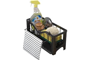 GOOPOOL Porta Spugne Lavello Cucina, Organizer per Lavello, Porta Lavello da Cucina con Vaschetta Autosvuotante, Supporto per Lavello da Cucina, Portaoggetti per Lavello, Supporto della Spugna, Nero