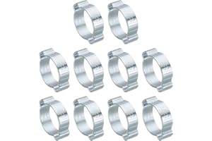 PATIKIL 10 Piezas 20-23mm Abrazadera de Manguera de Doble Oreja O Clips, Galvanizado Acero Engarzado Anillos para Conexiones de Accesorios de Tubería Tubo, Tono Plateado