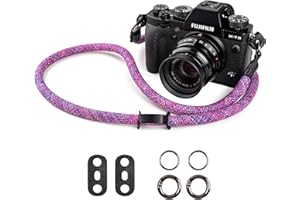 VOVMOEYA Tracolla Fotocamera Corda,Cinghia per Fotocamera Corda per Fujifilm X100V XT5 Nikon ZFC Z30 Z50 Canon EOS R6 R10 R50 Sony A6000 A6400 A7 IV Fotocamera Tracolla - Viola mimetico