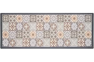 ‎RECYCO RECYCO Küchenläufer Küchenmatte PVC 44x120 8mm Waschbar rutschfest Wasserdicht Pflegeleicht, Anti-Müdigkeit Küchenteppich Teppich Läufer für Küche (Fliesen)