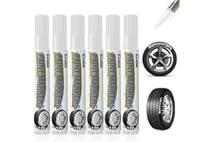 tlidfgeo 6 Stück Autoreifen Stift, Weißer Reifenmarker Hohe Kapazität Reifenstift, Wasserfest Autoreifen Marker, Reifen Lackstifte für Auto Motorrad Reifen