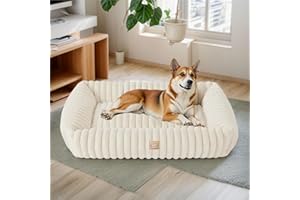 CareCooo Panier pour Chien Dehoussable Lavable, Lit Chien Duveteux Antidérapant Grande Taille (Blanc, L(92x69x20cm))