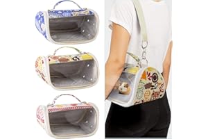 HAOKAINI Borsa per Animali Domestici Portatile Criceto Gatto Cane Cincillà Scoiattolo Piccoli Animali Borsa da Viaggio Trasportino Traspirante con Finestra Trasparente Tracolla E Tappetino