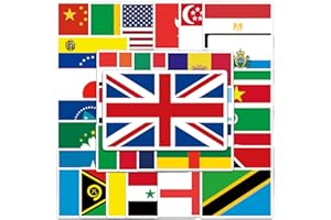 AUCEKO 105 Stück Nationale Flaggen Aufkleber Pack National Flag Sticker Set Wasserdichte Vinyl Sticker für Laptop Kinder Autos Motorrad Fahrrad Skateboard Gepäck Koffer Computer Aufkleber Graffiti Decal
