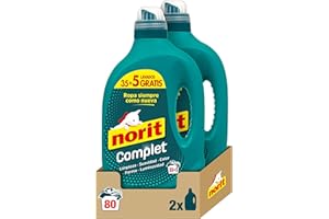 Norit Complet - Detergente Líquido para Toda la Ropa, Máxima Limpieza y Luminosidad, Cuida y Suaviza el Tejido, Mantiene Aspecto, Forma y Color Tras Lavado - Pack de 2 x 2 L