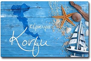‎TRIOSK TRIOSK Kühlschrankmagnet stark Insel Korfu Magnet Corfu Griechenland Geschenk Souvenir Mediterran Greece für Reiselustige Frauen Männer