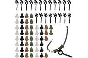 SHADDOCK FISHING Shaddock 60 piezas de gancho para paradas de cuentas con anzuelo de tornillo de carpa anillo de cebo de pesca giratorio de carpas (marrón)