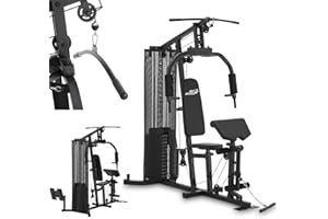 ArtSport Station de Musculation ProfiGym 3000 avec 14 Poids, 77 kg - Biceps, Tirage LAT, Butterfly, Presse Pectorale & Jambes - Fitness à Domicile