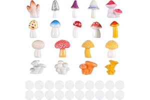 GEEHUA 18 Pezzi Mini Figurine di Funghi, Fungo in Resina in Miniatura, Simpatico Fungo da Giardino Fatato, Topper per Torta, Ornamenti di Paesaggio con Muschio per Decorazione Esterna, Parete, Casa