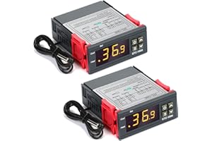 FIADA 2 STC-1000 DC 12V 10A Digital Temperaturregler Celsius Digital Thermostat Allgemein Temperaturkalibrierung Temperaturwächter mit Sensor 2 Relaisausgang für Fermentation Luke Heizung Kühlung