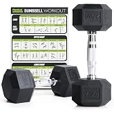 PhysKcal Mancuernas hexagonales de goma de polietileno inodoras | Se vende por pares o por unidades. Para entrenamiento cruza