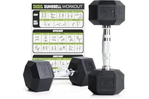 ‎PHYSKCAL PhysKcal Hexagon Hanteln Poly-Gummierte | 2,5-30 kg | Rutschsicher Ummantelt | Ergonomische Verchromte Griffe | Kurzhantel-Set | Dumbbells Set