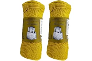 MORILLAS PACK 2 ZEPELINES Algodón perlé 100% egipcio mercerizado para DIY y tejer a mano labores de ganchillo o punto con un acabado elegante. (2 X 70 gr) (5, MOSTAZA 34)