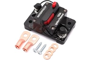 Greluma 1 pezzo 150A Interruttore automatico con ripristino manuale per auto Motori da traina marini Barche ATV Protezione alimentazione manuale per fusibile sistema audio,12V-48V DC,impermeabile