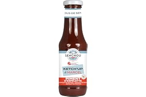 MARCEL SENCHOU Pur Ketchup Tomate au Piment d'Espelette - Accompagnement de Tapas, Grillades, Burgers, Frites - Sans Colorant & Additif - Vegan Friendly & Gluten Free - 360g, Bouteille en Verre 82% Recyclé - SENCHOU