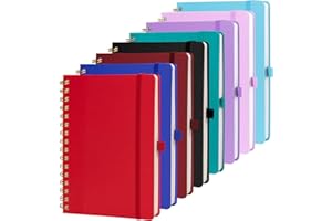 ONAVIA A5 Notebooks Lined Notepad 8 Pack, Wirebound Spiral Hardback Notebooks with 100 GSM Thick Paper, a5 Notes Diary Pad for Work Office School Home, Classic Ruled Journal with Pen Loop, 14 x 21cm