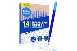 DEALKITS Lot de 14 recharges de rechange effaçables 0,7 mm, bleues, compatibles avec Pilot FriXion Ball, Clicker et Eberhard Faber, mines de rechange pour stylo gel effaçable, pratique pour l'école et