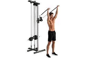 SPORTNOW Station de Musculation Montage Mural, Station à Double poulie réglable à 15 Positions, tirage Poitrine, LAT pulldown Machine, Haut du Corps, entraînement, Domicile, Fitness, Gym, Maison