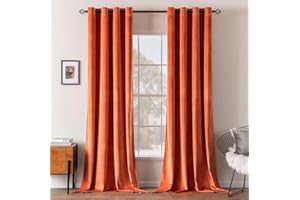 MIULEE Tende Velluto Arancioni per Interni Tenda Moderne, Eleganti Tenda per Camera da Letto Salotto e Soggiorno, 2 Pezzi Tende Oscuranti Termiche per Interni Velluto con Occhielli L 140 x A 260 CM