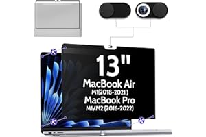 Sichtschutzfolie für MacBook Pro 13 Zoll (2016-2022,M1,M2)&MacBook Air 13 (2018-2021,M1), Anti Glare Blaulicht Mac 13,3 Zoll Sichtschutz Blickschutzfolie Blickschutzfilter mit Klebestreifen am Rand