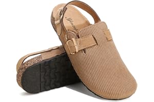 Otoepazm Zoccoli Donna Semichiusi in Pelle Scamosciata, Sabot Uomo Unisex Peluche Fodera Plantare Sughero Fibbia Regolabile