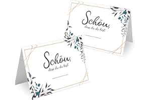 ‎MAVANTO Tischkarten Hochzeit Geburtstag DIN A7 - Design Platzkarten zum Beschriften in vielen verschiedenen Designs (50x Stück, Blätter)