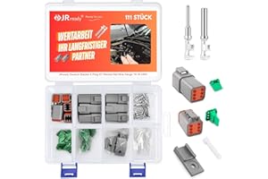 ‎JRREADY JRready Deutsch Stecker 6 Polig DT-Stecker-Set 6 Sätze IP68 Wasserdichter Elektrischer Steckverbinder mit Wire Gauge 14-18 AWG Deutsch Terminal kit für Auto, Motorräder, LKW, Boots