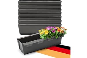 BigDean 8er Set Paletten Blumenkästen - Einsatz - mit Hängesystem zum Einhängen - 37cm anthrazit - Pflanzkasten für Europalette Balkonkasten Blumentopf - aus recyceltem PP-Kunststoff