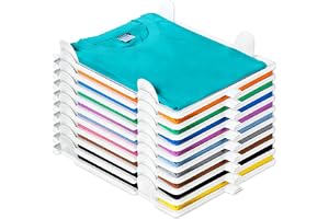 BTIUGYI Förpackning med 10 T-shirtorganisatörer, stapelbara, garderobsorganisatör för kläder, T-shirts, skjortor, stapelbar g