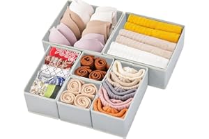 Kongming 6 szt. organizer do szuflad, pudełka do przechowywania, bielizna, szuflady do przechowywania koszuli, skarpetek, biustonoszy, krawatów, szalików, składane, nadające się do prania, ubrania