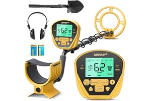 MIYAY Metal Detector Professionali - Metal Detector per Adulti e Bambini con Display Retroilluminato, Bobina di Ricerca Impermeabile da 10", Lunghezza regolabile, 5 Modalità Professionale
