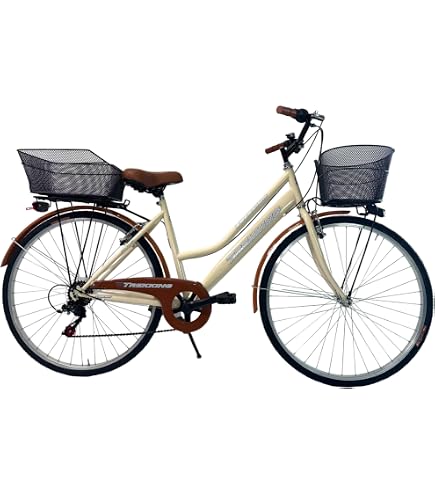 MILORD. Bicicletta Comfort Bianco a 7 velocità da 26 Pollici con cestello e Marsupio Posteriore, Bici Olandese, Bici da Donna, City Bike, retrò, Vintage